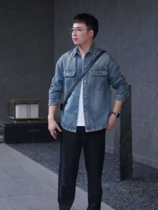 春秋厚牛仔外套美式水洗复古工装软牛仔衬衫新款宽松外穿男士衬衣#牛仔外套#软牛仔 #男生穿搭 #牛仔衬衫 #水洗软牛仔