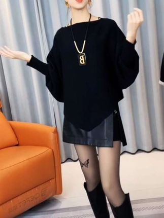 #慵懒风V领针织衫毛衣外套 #强烈推荐 #2025秋冬新款 #不规则设计感蝙蝠袖女上衣 #高级感穿搭