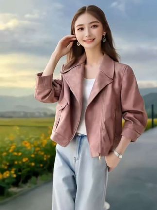 今年流行爆款大翻领机车夹克2025 新款秋季休闲短外套女#早秋松弛感穿搭#时尚独特显气质#穿出自己的风格#美出高级感#谁穿谁好看@巨量千川