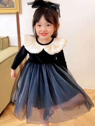 #我要上热门🔥 6Y141韩系时尚女童秋冬洋气女孩丝绒网纱礼服公主裙儿童连衣裙#连衣裙 #生女儿就是用来打扮的 #高品质童装 #大数据推荐给有需要的人