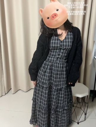 已经疯狂期待秋天啦~#韩系穿搭#温柔穿搭#格纹裙#梨形身材#小个子穿搭