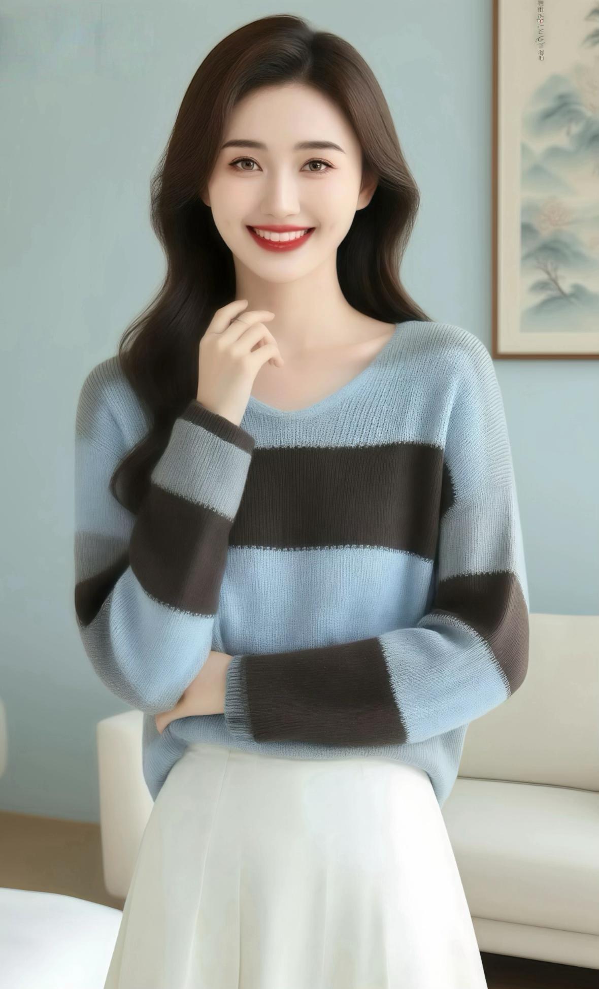 美拉德色系条纹针织衫|解锁秋日慵懒氛围感 当美拉德的暖调撞上经典条纹,便是属于秋天的松弛感穿搭。新款V领长袖针织衫,以精纺羊毛为料,触感软糯亲肤,自带温柔光泽;宽松版型对各种身材友好,藏肉显瘦的同时,又能勾勒出随性的慵懒姿态。 红棕、焦糖与米白的撞色条纹,复刻秋日落叶与暖阳的层次感,自带复古滤镜,无论是单穿搭配牛仔裤,还是内搭衬衫叠穿,都能轻松穿出文艺又时髦的气质。V领设计修饰颈部线条,拉长天鹅颈;长袖长度恰好遮住手臂拜拜肉,细节处尽显用心。 作为秋季新款,它既是日常通勤的舒适之选,也是周末出游的氛围感担当,一件解锁多种穿搭可能性,让你在微凉秋日,既有温度,更有格调。#时尚针织服饰 #中年妈妈穿搭 #针织衫 #减龄气质 #谁穿谁漂亮