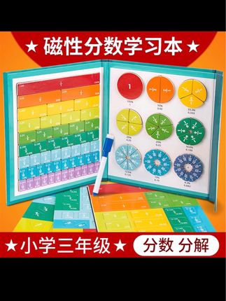 【小学老师推荐!9·9元/103件套】磁吸分数盘教具三年级磁性分数运算