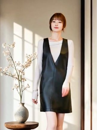 #皮马甲裙 #中长款马甲背心 #高级感穿搭 #时尚皮裙 #秋季新款 @DOU+小助手