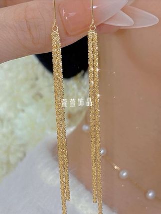 铜合金耳饰 满天星细线流苏时尚百搭简约气质长款耳环0178优雅#好看漂亮喜欢推荐#铜合金耳饰 满天星细线流苏时尚百搭#简约气质长款耳环0178优雅