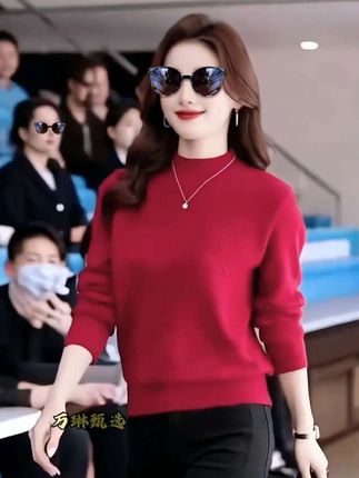 纯羊绒衫时尚秋冬新款半高领针织衫毛衣女装#通勤搭配 #优雅气质 #减龄显瘦穿搭 #高端大气 #内搭外穿都好看
