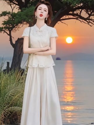 #夏季穿搭 #江南新中式禅意服饰 #国风女装桑蚕丝 #新中式禅意旗袍套装 #气质仙女裙穿搭