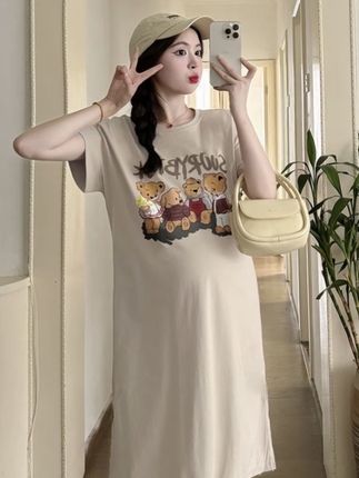 【梦梦妈】孕妇裙连衣裙宽松T恤裙中长款长裙上衣夏季新款女式裙子#夏季穿搭 #时尚感穿搭 #减龄气质 #甜美穿搭 #时尚休闲穿搭