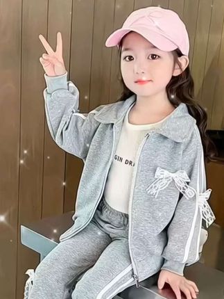 女童韩版洋气休闲套装!#生女儿就要这样穿 女童蝴蝶结纯色套装年韩版宽松休闲儿童宝宝两件运动套装秋季#春秋穿搭 #女童穿搭 #生女儿就是用来打扮的 #好看的衣服都在这里