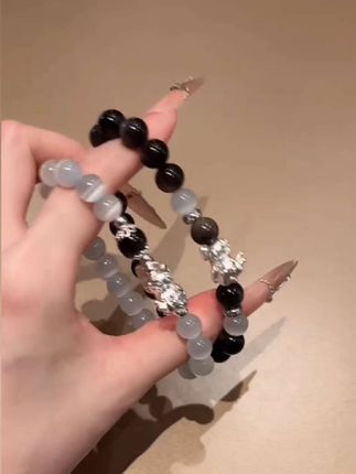 足银手链 银白貔貅情侣手串,小众时尚轻奢百搭