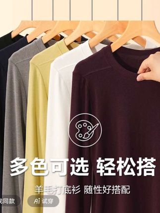 品质款精纺羊毛弹力打底衫 轻薄软糯 秋季新品T-109#