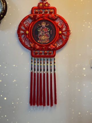 #迎财神 喜庆大气的财神桃木挂件,挂家里真的太好看了,寓意还很好#财神爷#中国结 #桃木中国结 #节日喜庆