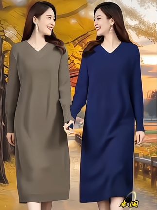 新款厚毛衣美拉德连衣裙显瘦长裙大码A字裙剪刀领V领宽松过膝纯色 #秋冬穿搭新鲜感在线 #早秋穿搭三分钟出门不是梦 #秋季微胖穿搭测评 #初秋一周不重样穿搭 #秋季连衣裙不露腿穿搭@DOU+小助手