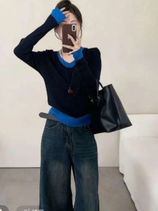 2025秋冬新款洋气韩系撞色T恤V领女高级感内搭修身显瘦长袖9123#韩系体恤V领 #高级内搭长袖 #假两件卫衣 @DOU+好生意 @DOU+上热门 @DOU+小助手