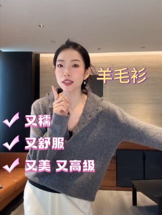 #百搭上衣 #【rumi小店】“云间”25秋冬经典高克重半扣连帽针织羊毛衫7182my
