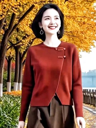 【有运费险】设计感不规则新中式盘扣针织衫上衣女2025春秋新款气质半身裙套装#早秋短款针织衫#中长款连衣裙小个子 #不规则半身裙套装#时尚洋气连衣裙 #高端大气上档次这也太漂亮了