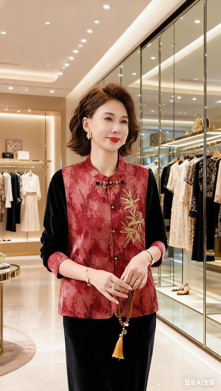 妈妈装秋季新款三件套,国风新中式套装,时尚40到50岁中老年女装。#妈妈装#三件套#新中式穿搭#时尚女装#秋季新款