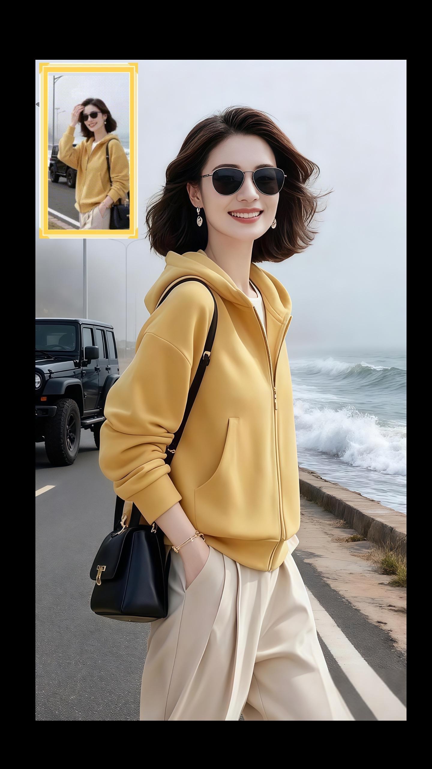 2025早春C位!小个子减龄黄卫衣爱了。早春想秒变元气少女?这件短款黄色连帽卫衣外套,显白奶黄调+利落短款剪裁,小个子穿显高,随便搭牛仔裤、半裙都洋气又显瘦,宽松版型藏肉又舒适,2025早春穿搭选它,减龄漂亮还百搭,谁穿谁美! #小个子早春穿搭 #减龄卫衣外套 #2025新款女装 #显高显瘦穿搭 #早春洋气外套@抖加🔥上热门🔥dou+🔥热点宝