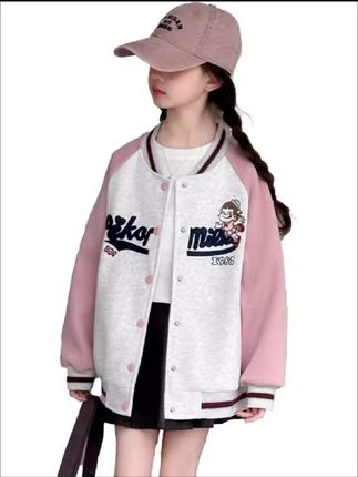 女童春秋棒球服外套2025新款6-12岁15岁中大童休闲时尚上衣女孩潮#穿搭搭配 #女童棒球服外套 #穿搭搭配 #穿搭