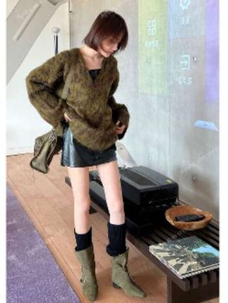 【AYOBE】小贤 宽松洋气千禧辣妹风复古小众斑纹V领毛衫 #高级感#时尚穿搭 #一周穿搭不重样