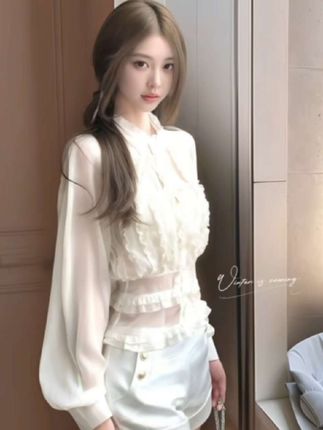 法式富家千金宫廷风设计衬衫女高级感洋气上衣配显瘦高腰短裤套装#分享穿搭每一天 @巨量千川 @抖加🔥上热门🔥dou+🔥热点宝 @DOU+好生意