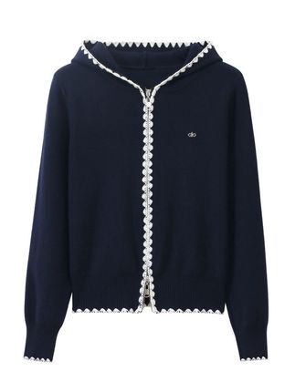 连帽针织衫女减龄设计感洋气针织衫韩版2025新款早秋宽松百搭开衫#减龄穿搭 #百搭