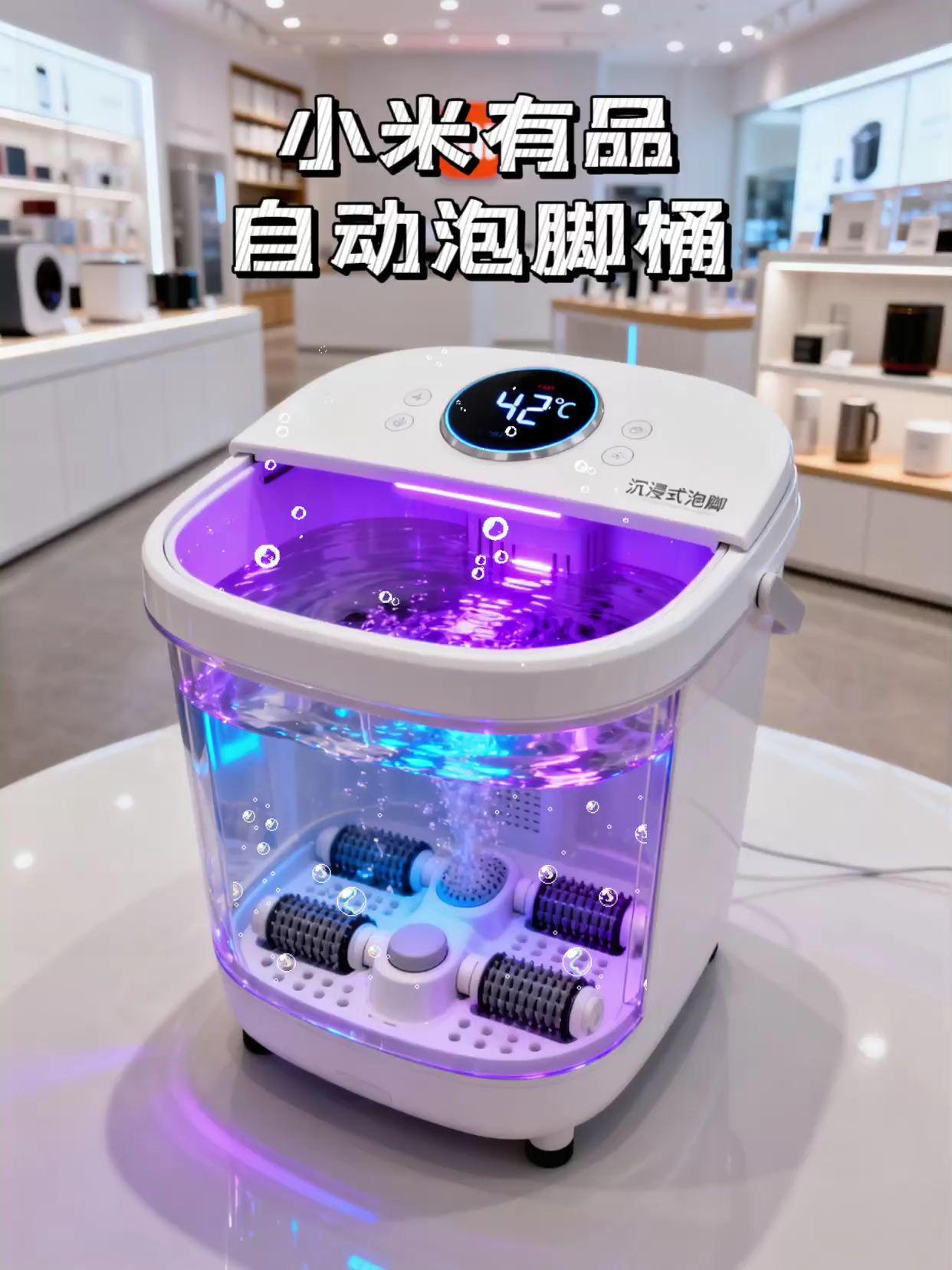 打工人都该人手一个的泡脚桶!累了一天回到家,只想瘫在沙发上不想动?小米有品全自动泡脚桶,给你极致放松体验! 白色机身简约又大气,透明桶身能看到水流,底部滚轮式按摩部件,就像专业按摩师的手,精准按摩脚底穴位,赶走一天疲惫。顶部盖子上圆形显示屏,42℃温度一目了然,操作按键简单易懂,老人小孩都会用。桶内紫蓝灯光,营造出沉浸式泡脚氛围,仿佛置身高级 SPA 馆。 不管是辛苦工作的上班族,还是注重养生的长辈,都超合适!现在下单,让健康与舒适伴随你每一天~ #小米有品 #自动泡脚桶 #养生必备 #家居好物 #舒适生活