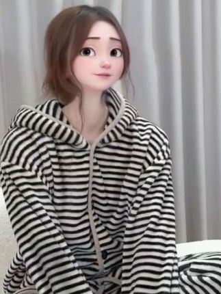 #宅家睡衣秀 #在家也要美美哒 条纹冬季加绒加厚新款法兰绒女款睡衣大码套装舒适保暖家居服#睡衣家居服 #视频来源于网络
