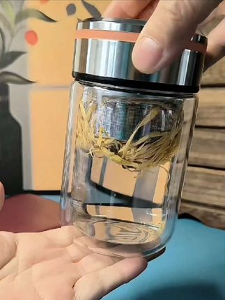 双层玻璃泡茶杯,加厚高硼硅玻璃矮胖杯#高硼硅玻璃#茶水分离泡茶杯#双层加厚玻璃泡茶杯#泡茶杯杯子控