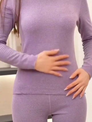 貂绒蚕丝】女款圆领保暖内衣套装 亲肤柔软很舒服,天气变冷赶紧囤#秀出好身材 #辣妹穿搭 #每日分享 #保暖套装 #德绒保暖套装
