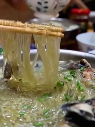 月是故乡明,菜是家乡美!鸡肉炖粉条,还是妈妈的味道,小时候的回忆#洪霞妹儿 #红薯粉条 #嗦粉