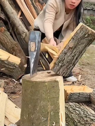 锤斧手工锻打轨道钢劈柴专用八角锤头家用户外开山大斧