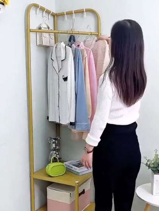 金属转角衣帽架落地衣服收纳挂衣架子床头卧室阳台晾衣置物架家用#挂衣架 #转角衣帽架 #落地衣帽架 #晾衣置物架 #卧室挂衣架