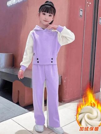 女童冬季2025新款6-14岁时尚休闲连帽套装加绒加厚女童秋款套装#高品质童装 #潮酷穿搭 #休闲套装 #小清新穿搭 #女童套装