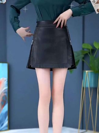 2025新款秋冬皮裤裙,女韩版高腰显瘦包臀时尚洋气半身裙外穿假两件#谁穿谁好看′ #气质半身裙 #穿搭搭配 #穿搭 #版型好看
