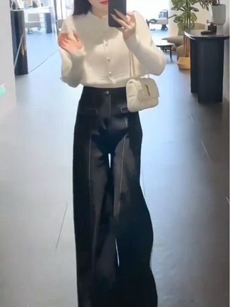 入秋一整套女装2025新款韩版设计感气质假两件上衣牛仔裤两件套潮