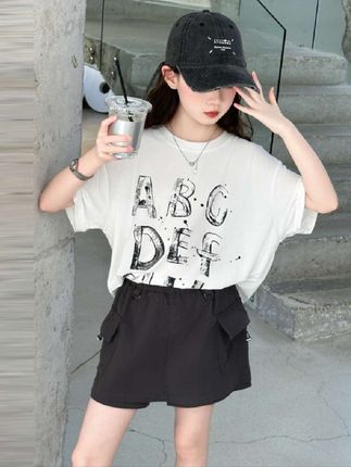 #我要上热门 女童冰感圆领短袖T恤休闲韩版透气盐系宽松上衣短裤套装#穿搭 #高品质童装#套装 #生女儿就要这样穿
