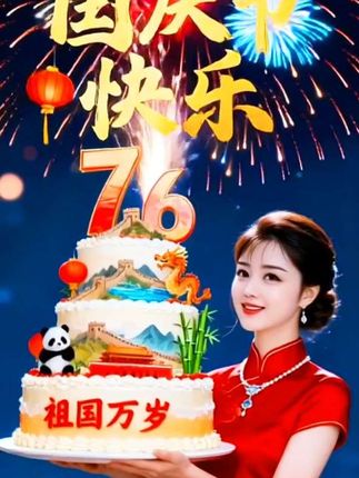 我爱我的祖国#祝福伟大的祖国生日快乐#祝福我们的祖国繁荣昌盛.国泰民安#Ai制作@D0U十小助手