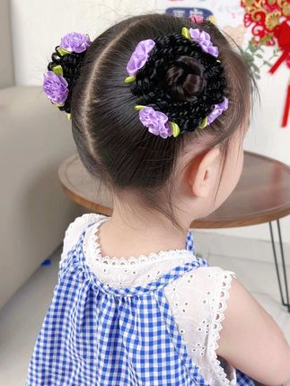 女儿夏日清爽好看丸子头#儿童编发#丸子头#头饰发饰#编发教程#丸子头发圈