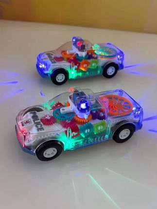 透明齿轮警车,好漂亮,还带着音乐灯光,万向轮行驶#儿童玩具 #玩具车 #小汽车