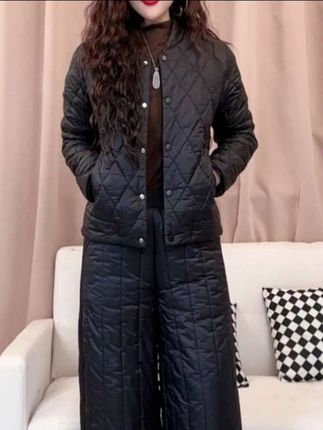 棉服套装女2025秋季新款时尚爆款减龄阔腿裤妈妈洋气欧货两件套#爆款热卖中谁穿谁好看 #好看的衣服都在这里