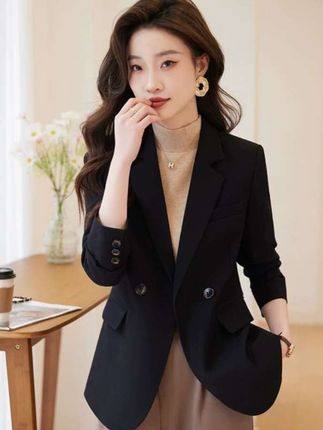 2025新款百搭黑色西装外套女高级感宽松休闲小个子西服春秋减龄#优雅气质 #减龄气质 #高级感穿搭 #高端大气 #西装外套