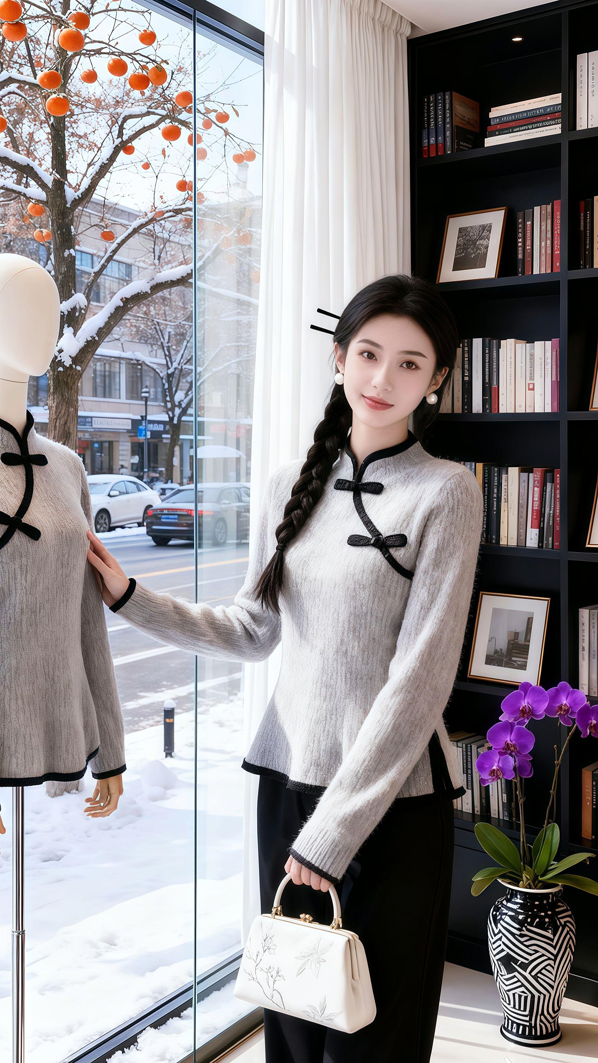 巷弄里的国风柔韵   深秋逛古镇时,苏绾穿了这件新中式立领针织衫。浅灰针织透着哑光质感,立领衬得脖颈纤细,盘扣是手工缝制的暗纹样式,小众设计避开撞款尴尬,软糯面料裹着恰到好处的暖意。   走进巷口的文创店,店主笑着说这衣服和古镇太搭,立领盘扣藏着中式雅致,针织材质又比传统旗袍自在。她倚着雕花窗棂拍照,盘扣在光影中若隐若现,修身剪裁衬得身姿温婉,灰色调更显高级。   晚风渐凉时裹紧衣衫,柔软面料贴合身形,立领隔绝寒意。苏绾忽然觉得,这件融国风与现代感的内搭,恰是秋冬的温柔铠甲,让传统韵味在日常里悄悄绽放。#温柔穿搭 #优雅气质 #精致穿搭 #这也太好看了 #优雅知性