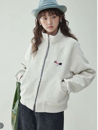 #小个子穿搭 #秋冬穿搭 #穿搭 小狗刺绣外套女双拉链卫衣2025秋季新款立领开衫休闲百搭长袖上衣#卫衣 #强烈推荐