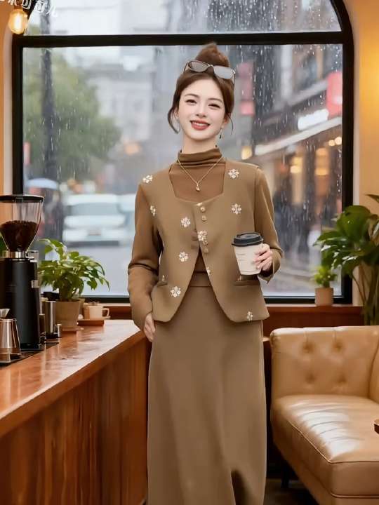 法式小香风刺绣马甲套装裙女2025春秋新款高级感气质半身裙三件套 #高级感穿搭 #三件套穿搭 #马甲套装穿搭 #显瘦穿搭 #谁穿谁好看系列
