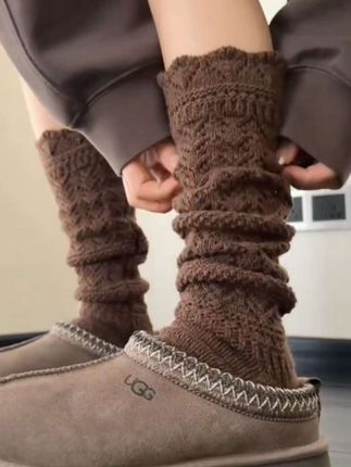 复古堆堆袜子女秋冬保暖针织镂空小腿袜毛线花边 长袜#好物推荐🔥 #复古堆堆袜