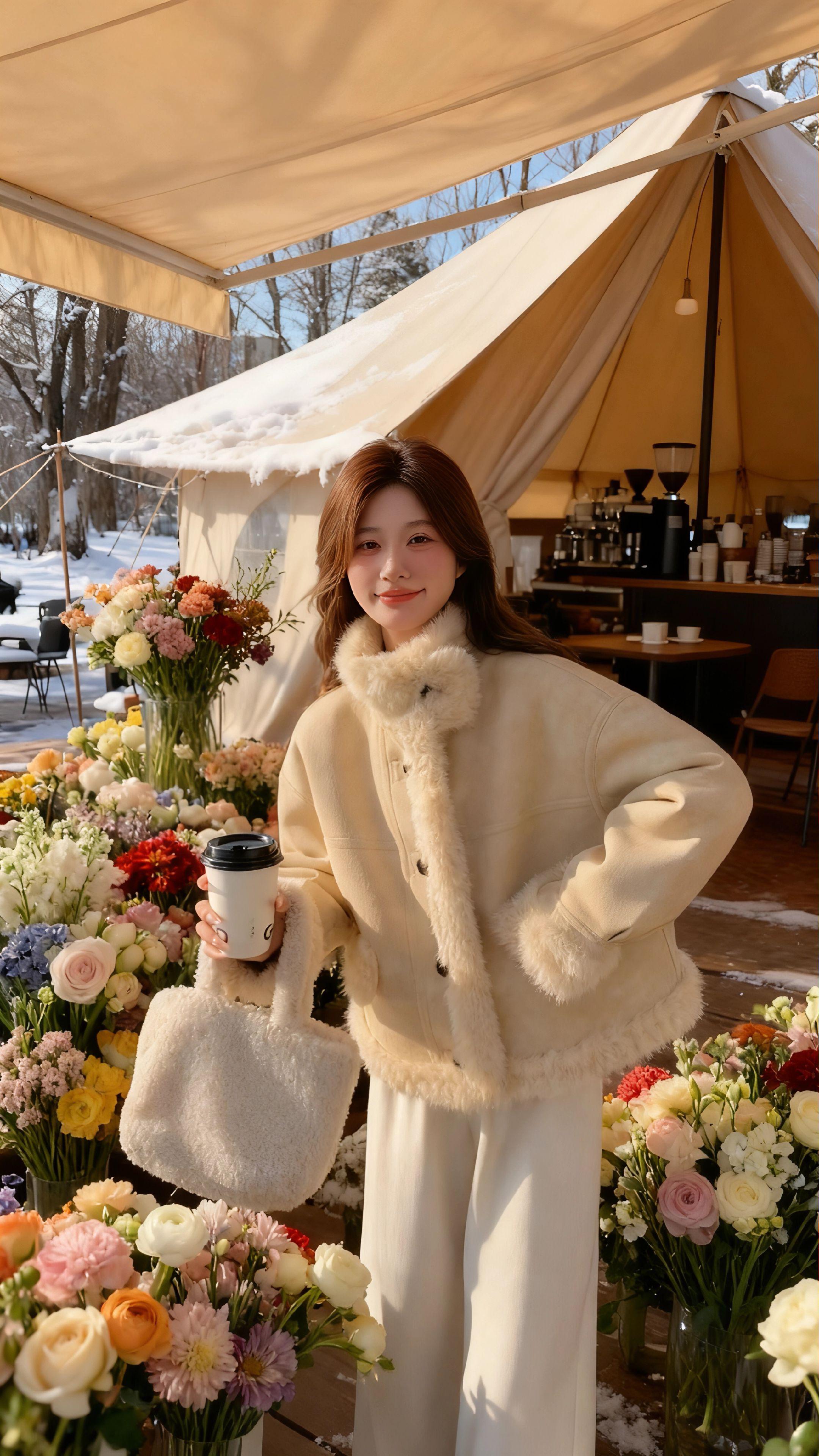 冬季氛围感保暖皮毛一体羊羔毛外套#甜美穿搭 #保暖外套 #小个子穿搭 #冬季穿搭 #保暖又好看