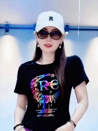夏季新品T恤时尚潮流印花网红休闲百搭春夏圆领重工队服广场舞 #夏季穿搭 #潮酷穿搭 #百搭t恤 #运动健身