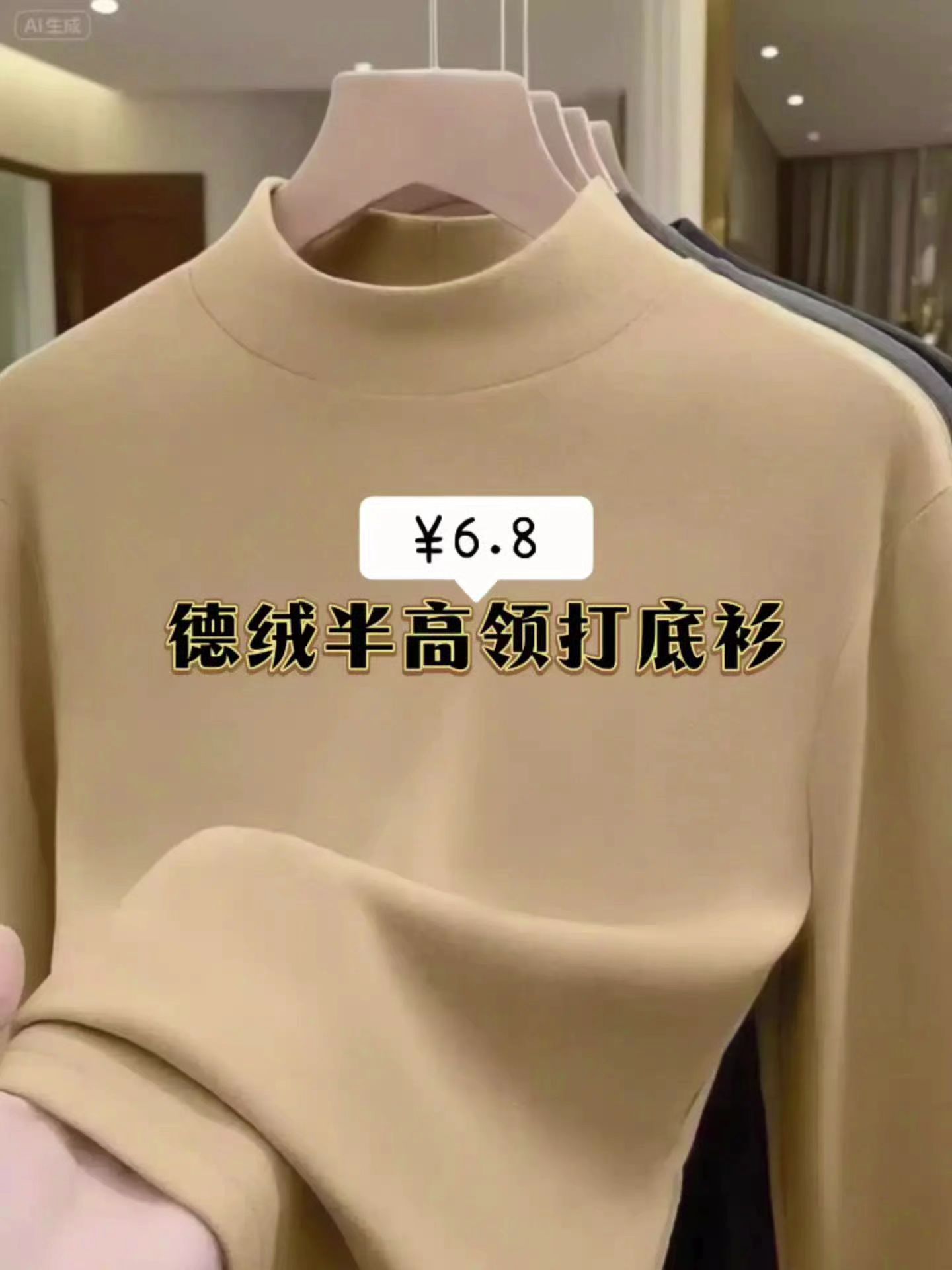 德绒半高领长袖卫衣T恤百搭男秋冬季潮流休闲卫衣内搭外套打底#品质男装 #秋季穿搭 #男士打底衫 #半高领打底衫男 #面料柔软舒适