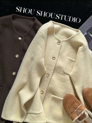 【瘦瘦】大码圆领金属扣气质绒感百搭法式小香风百搭外套#大码女装 #小香风外套 #气质这一块拿捏死死的 #不怕你胖就怕你不时尚